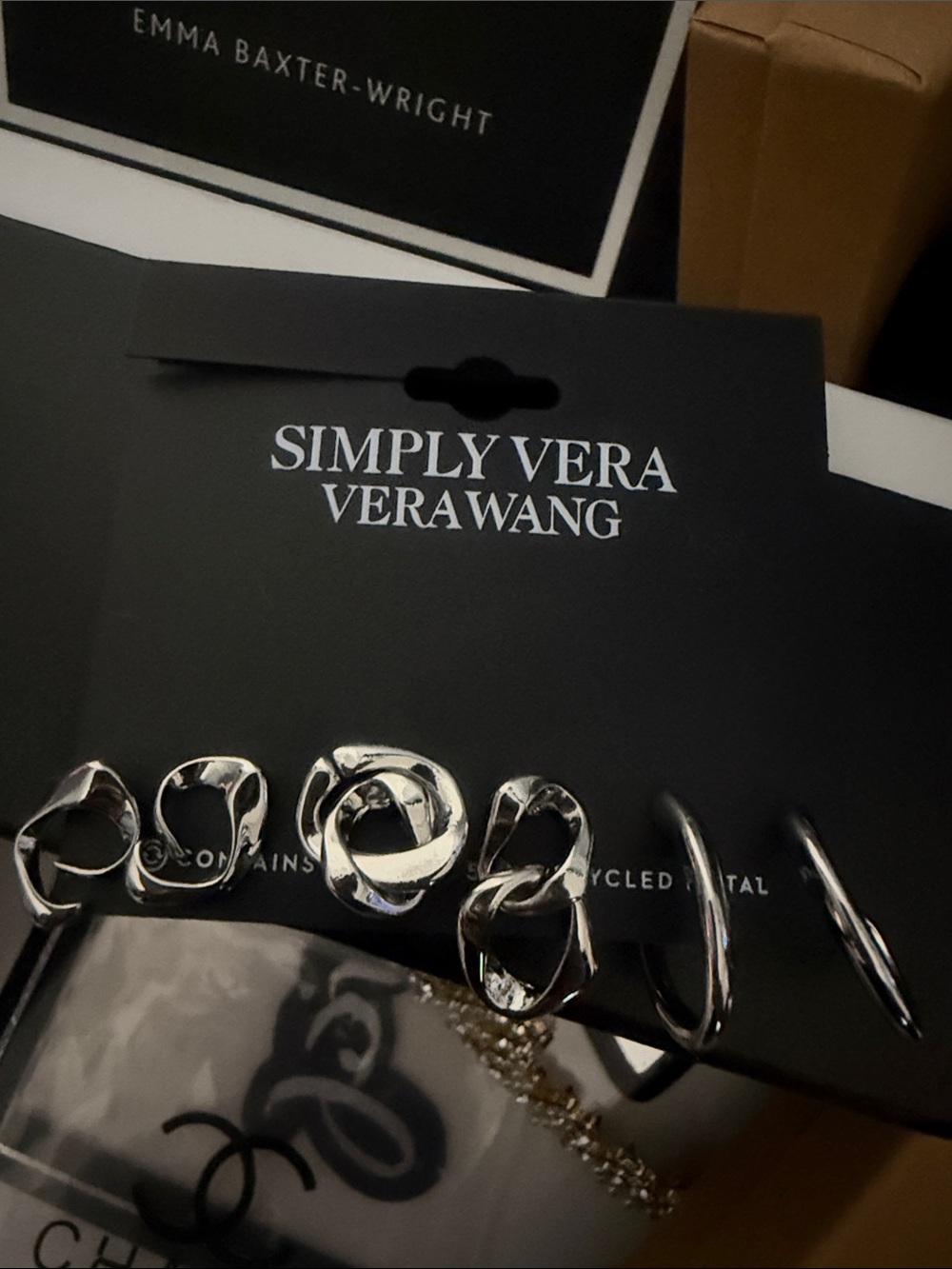 Simply Vera Vera Wang Silver-Tone Mixed Hoop & Sculpted Link Earring Set